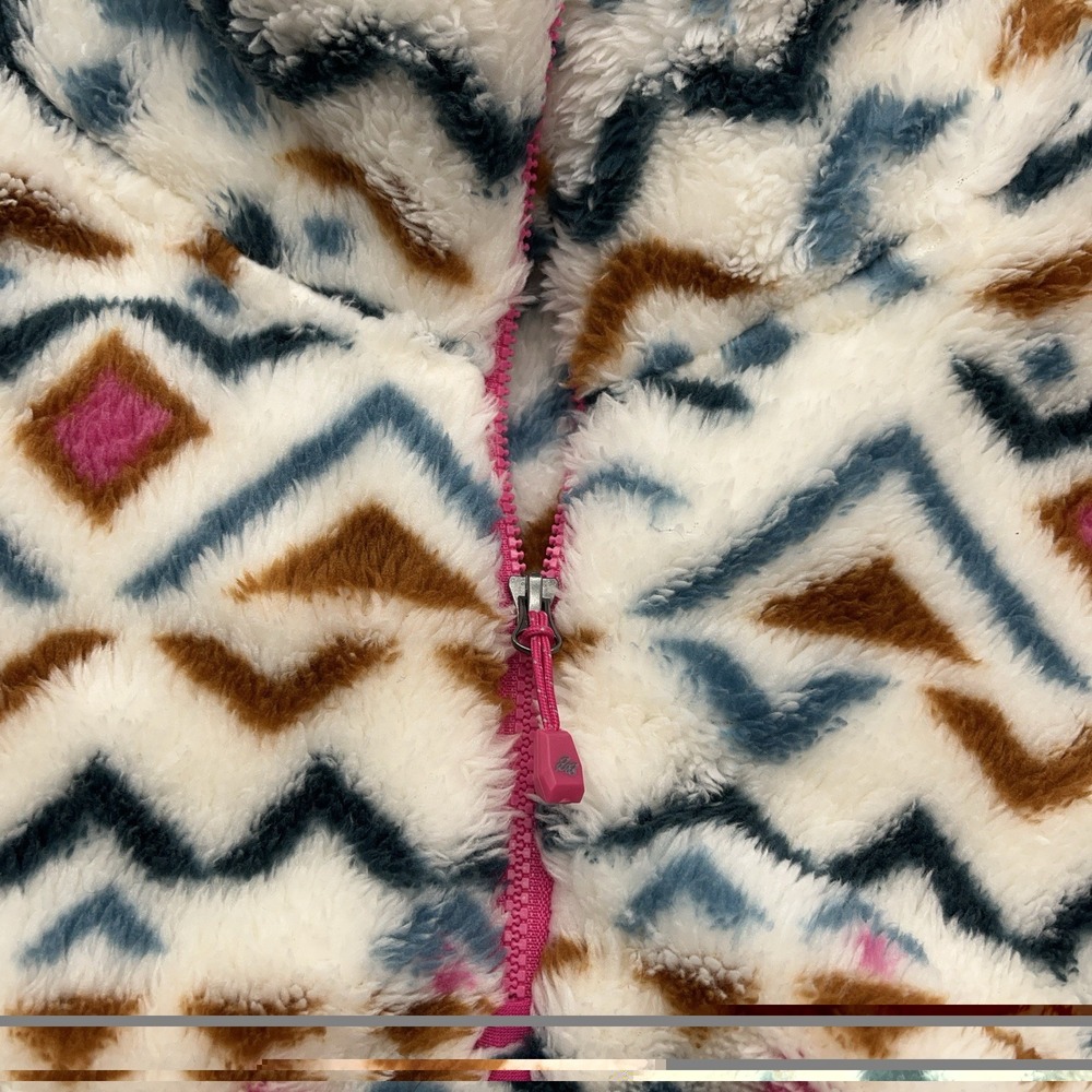 Eddie Bauer Plush Fleece 1/4 Zip Womens 2XL Vanilla Aztec Outdoor Gorpcore NEW - Picture 9 of 9
